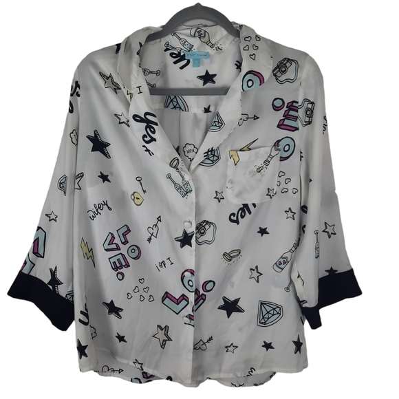 Betsey Johnson Button Down Satin Sleepwear Pajama - Picture 3 of 10